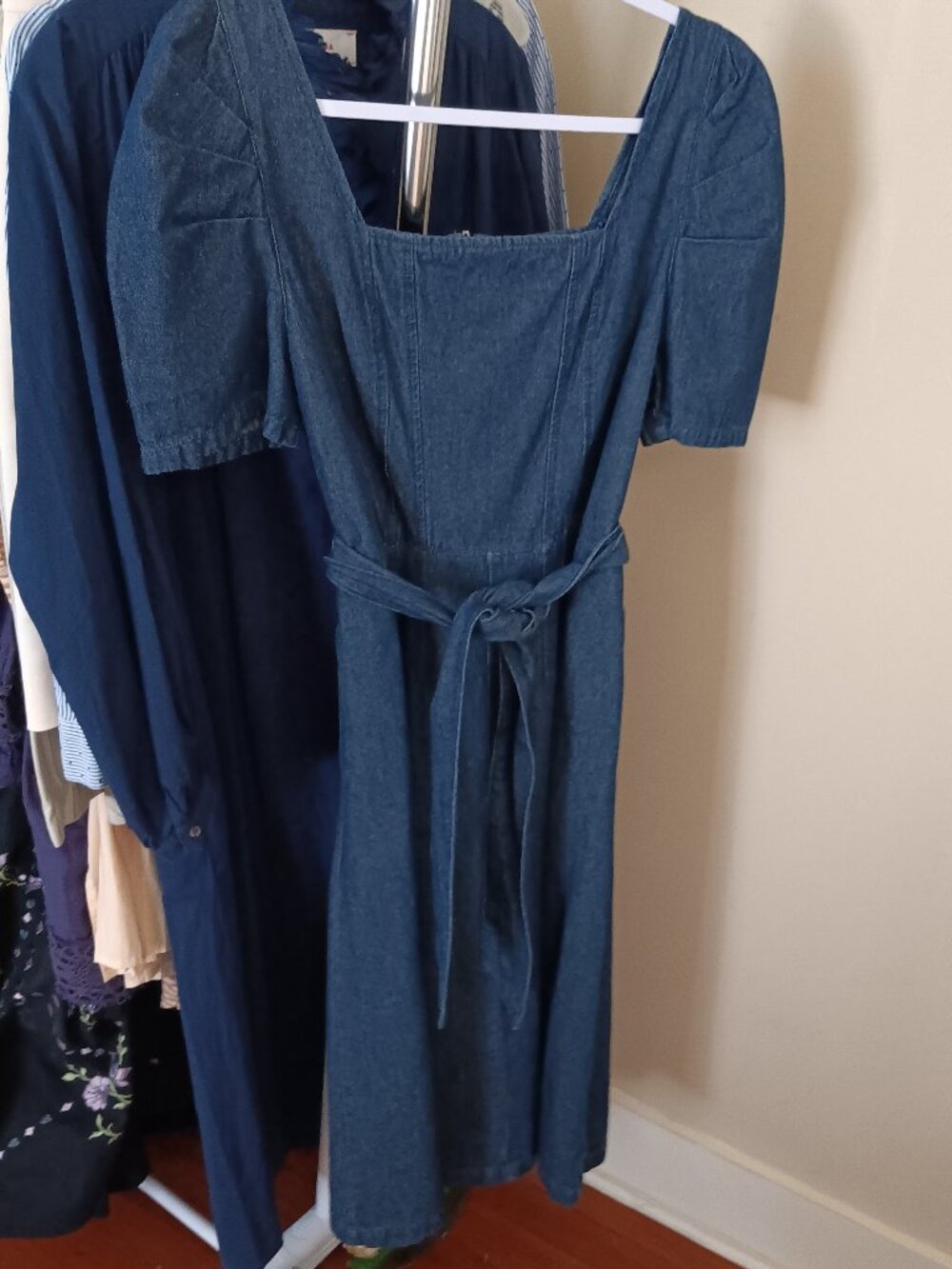 Blue Medium Wash 100% Cotton Denim Dress Short Sleeve Size Small - Picture 2 of 12